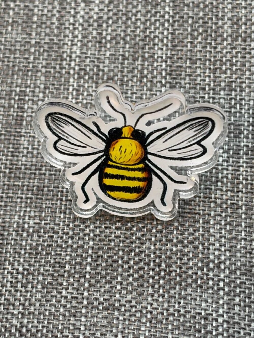 Illustrated Bumblebee Lapel Pin 1.25 In Yellow Acrylic Cute Fun Bug Bee Honeybee